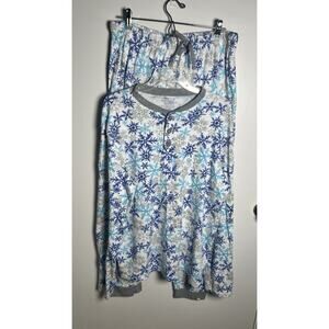 Honest organic Cotton Pajama Set Men XL‎ Blue Snowflakes Holiday Jammies Comfy